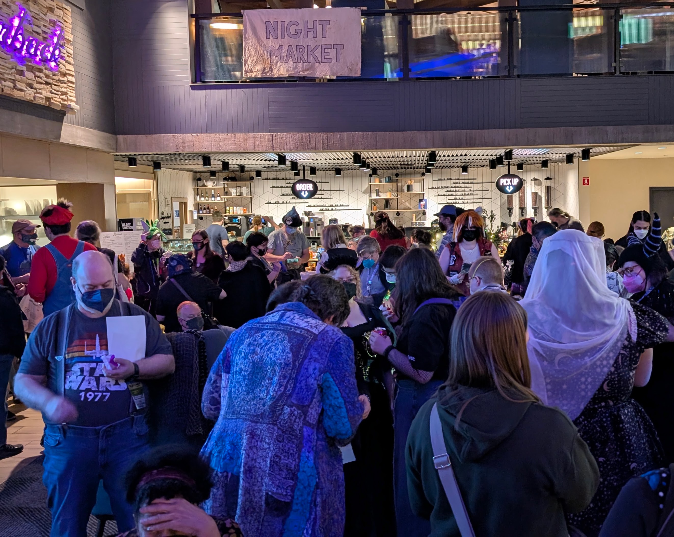 A photograph of the Arisia 2026 Night Market.